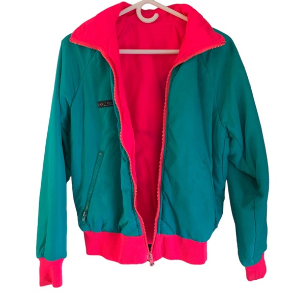 Vintage Columbia Retro Colorful Teal Pink Y2K Ski Jacket Women’s Size Large - Picture 7 of 10